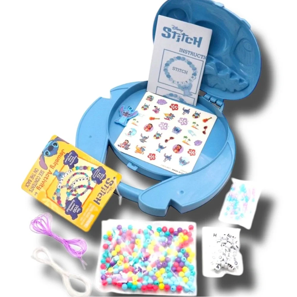 Disney Stitch Jewelry Activity Case Bead Kit NWT Blue Storage Box